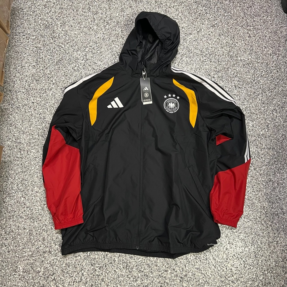 Adidas Germany 26 Tiro All-Weather Jacket Mens 2XL Black Hooded Soccer KB4489